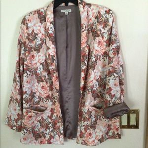 Eva Mendes Single Button Fully Lined  Floral Blazer Pockets Notch Collar Size10
